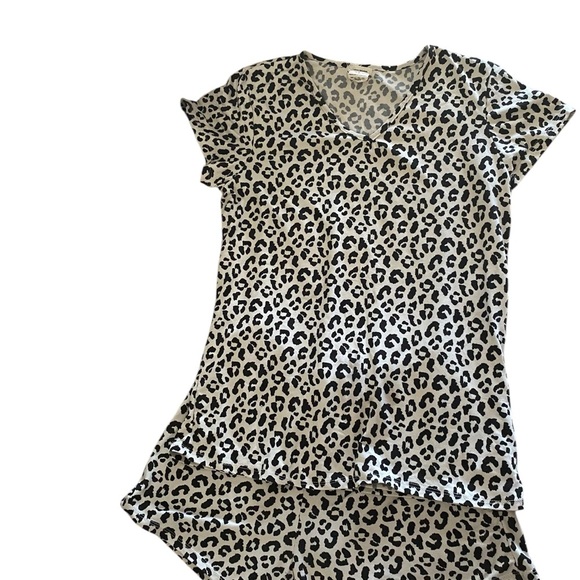 Catherine Malandrino black white leopard print pajama short set Vacation Resort - Picture 3 of 5